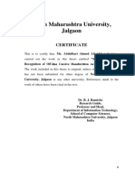 North Maharashtra University, Jalgaon: Certificate