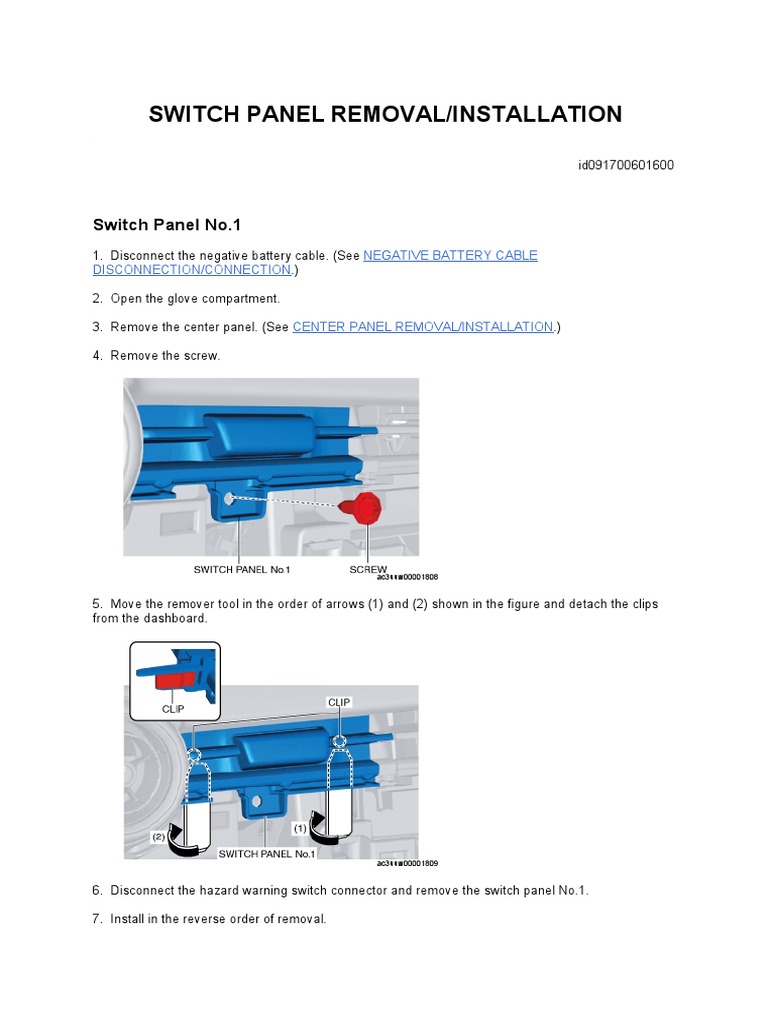 Switch Panel Removal | PDF