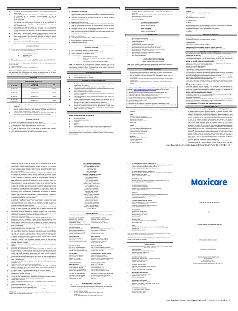 Maxicare Summary of Coverage PDF Hospital Physician