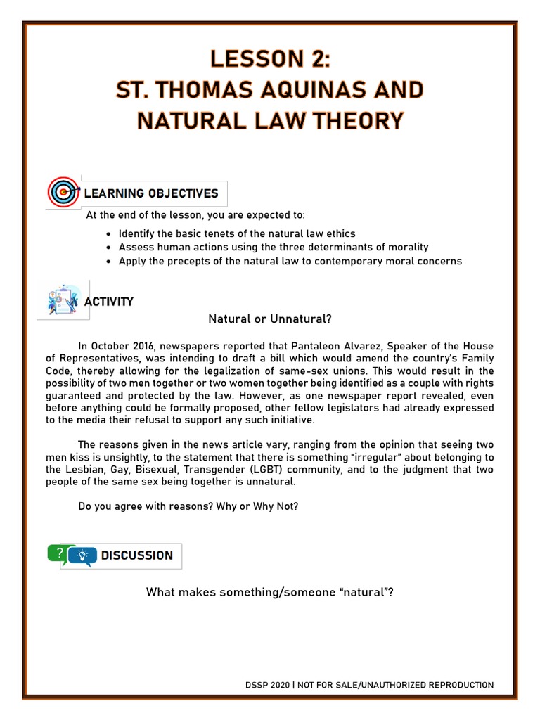 Lesson 2 Thomas Aquinas and Natural Law Theory | PDF | Morality ...