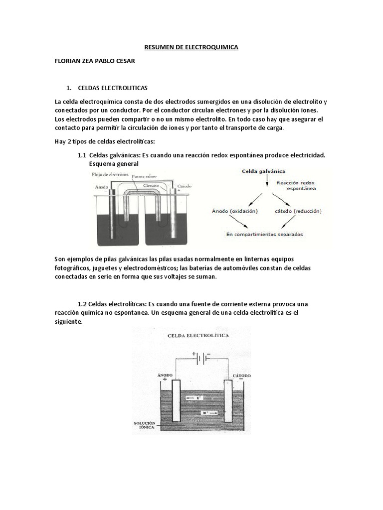 Interpretar La forma ventaja Tarea-Resumen de Electroquimica | PDF | Electrodo | Redox