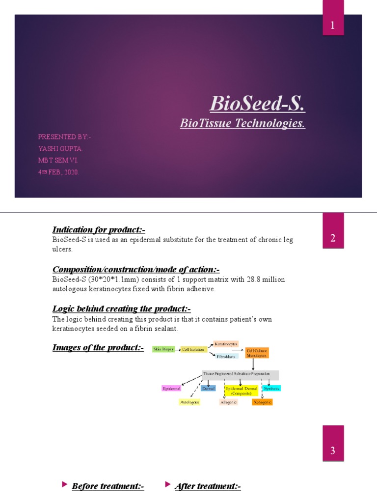 BioSeed-S: Epidermal Substitute for Ulcers | PDF | Technology & Engineering