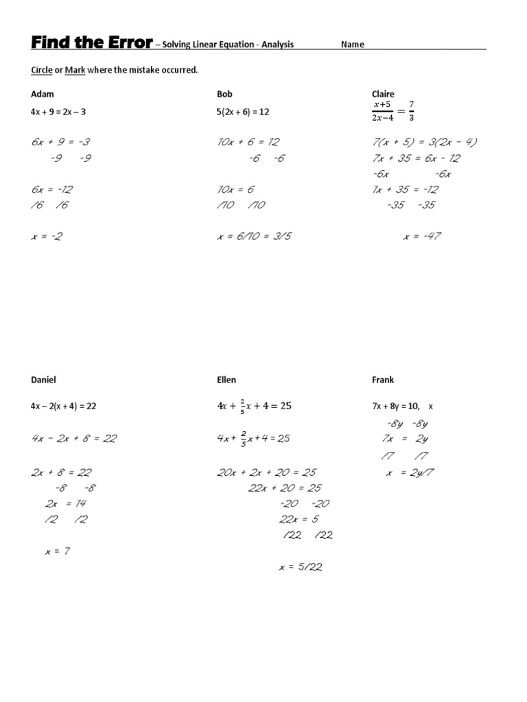 Find The Error: Adam Bob Claire | PDF | Mathematics | Mathematical Objects