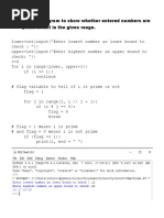 Write A Program To Show Whether Entered Numbers Are Prime or Not in The Given Range