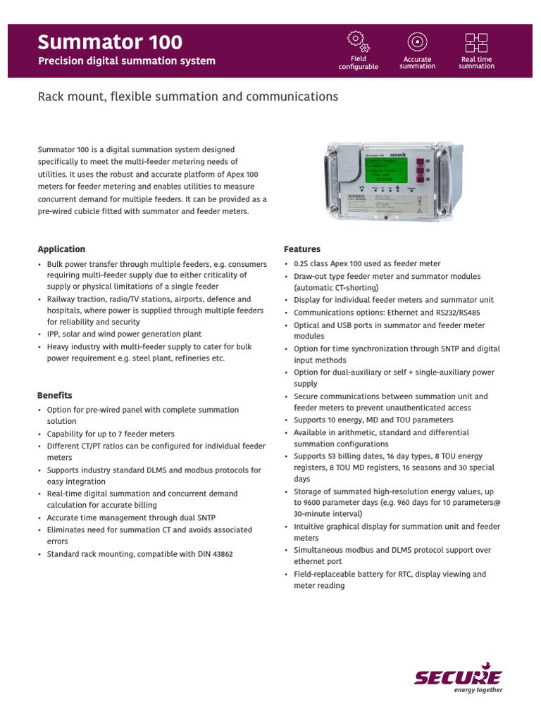 Summator 100: Digital Feeder Metering System | PDF | Power Supply ...
