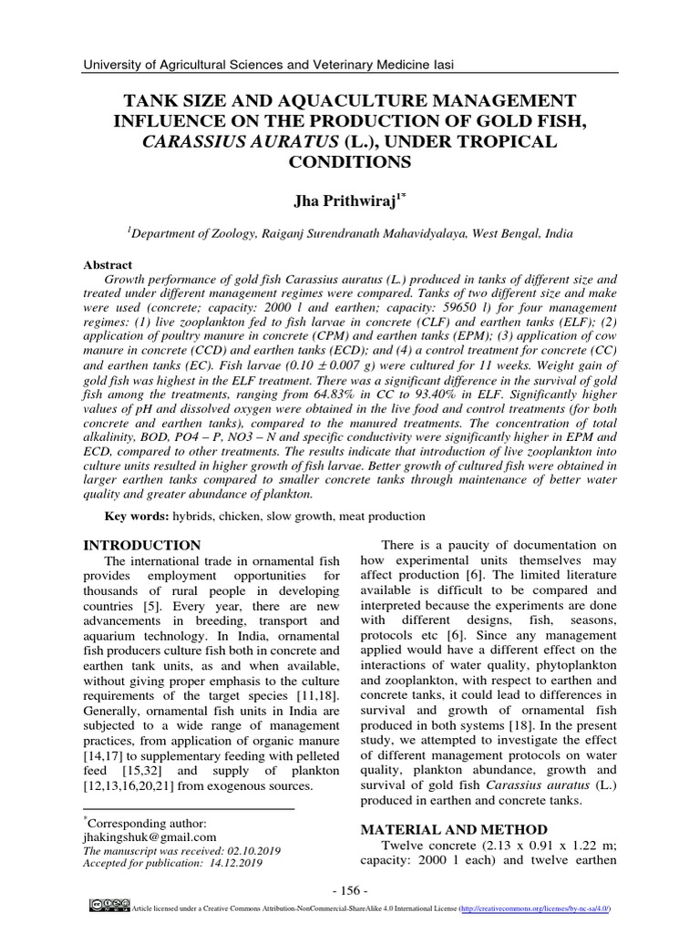 Goldfish Growth in Tank Size Study | PDF | Plankton | Soil