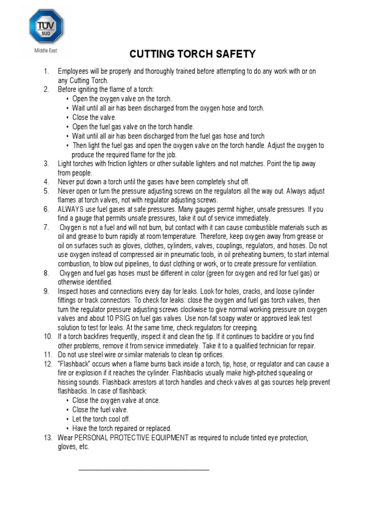 Cutting Torch Safety PDF Valve Chemistry