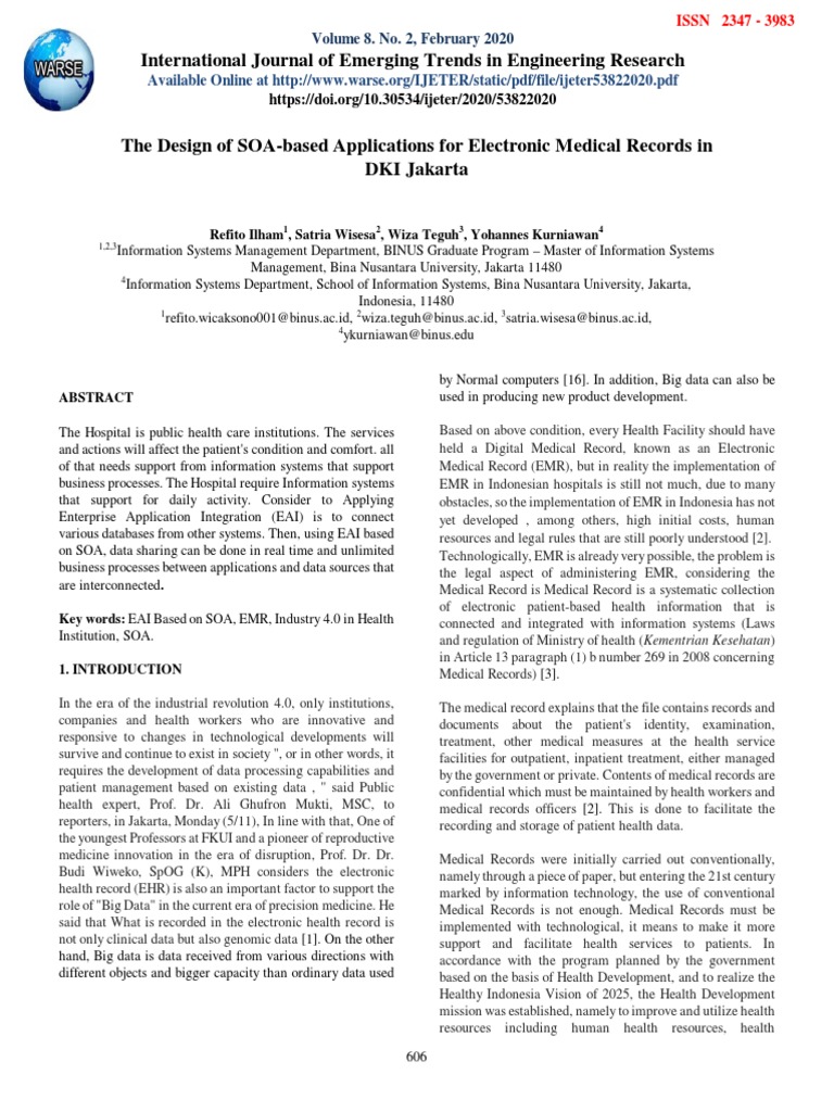 The Design of SOA Based Applications For PDF Electronic Health