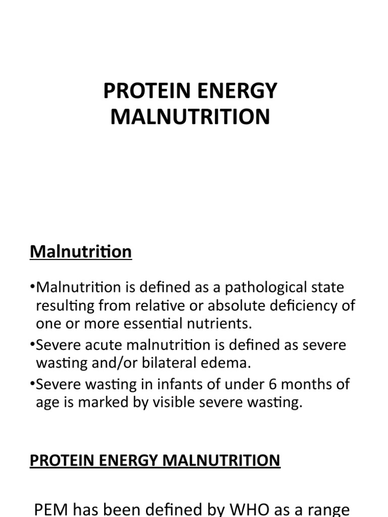 Protein Energy Malnutrition PDF Malnutrition Diarrhea