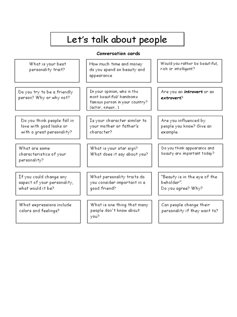 Unit 2.1 Speaking Cue Card People PDF