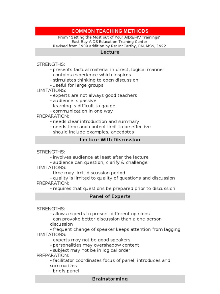 Common Teaching Methods PDF Ph Mole (Unit)