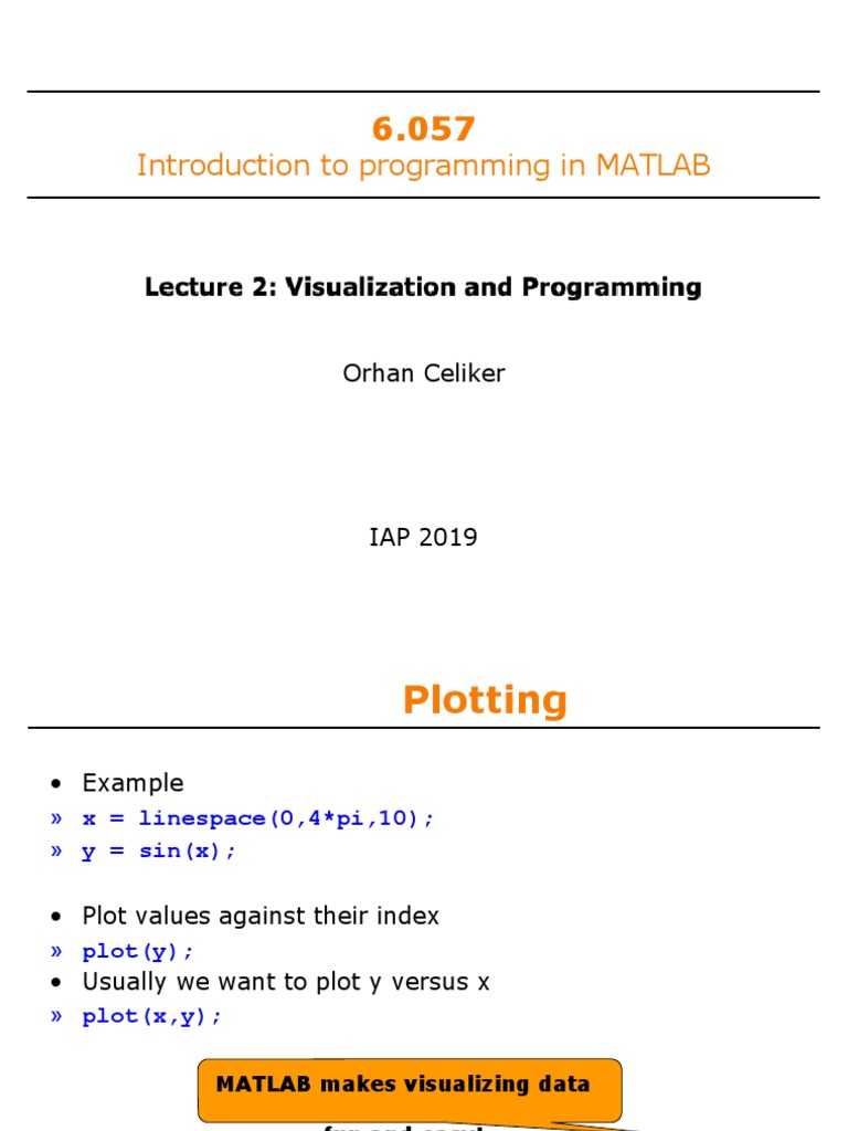 MATLAB Programming Basics and Plotting | PDF | Cartesian Coordinate ...