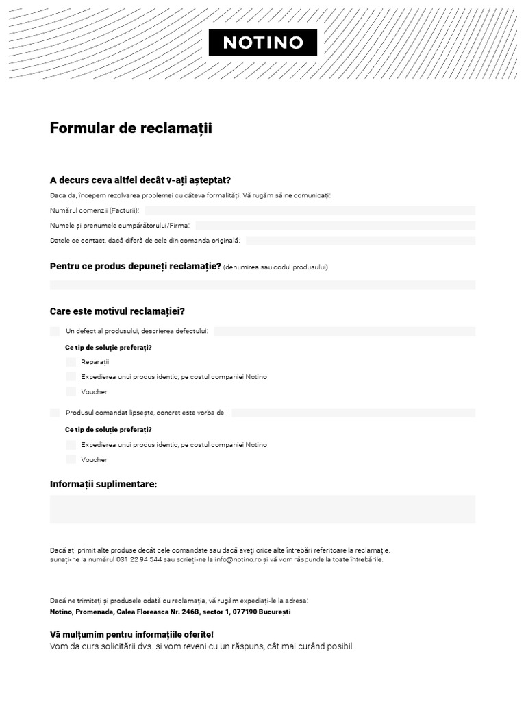 Formular de Reclamatie | PDF