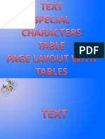 Text, Tables, Special Characters