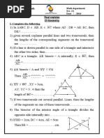 ملزمة اسئلة شاملة على Geometry للصف الاول الثانوى اللغات الترم الاول-الامتحان التعليمى