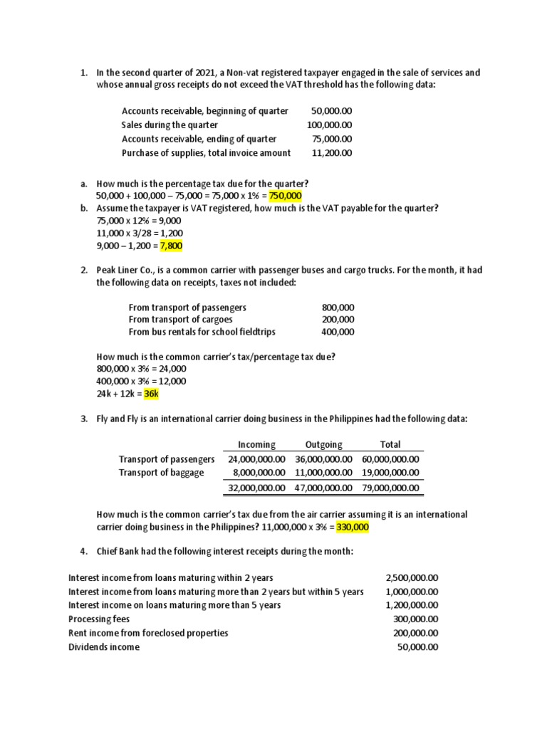 Tax Calculations for Various Businesses | PDF | Value Added Tax | Taxes