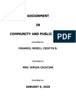 Assignment IN Community and Public Health: Paramio, Merell Cristyn B