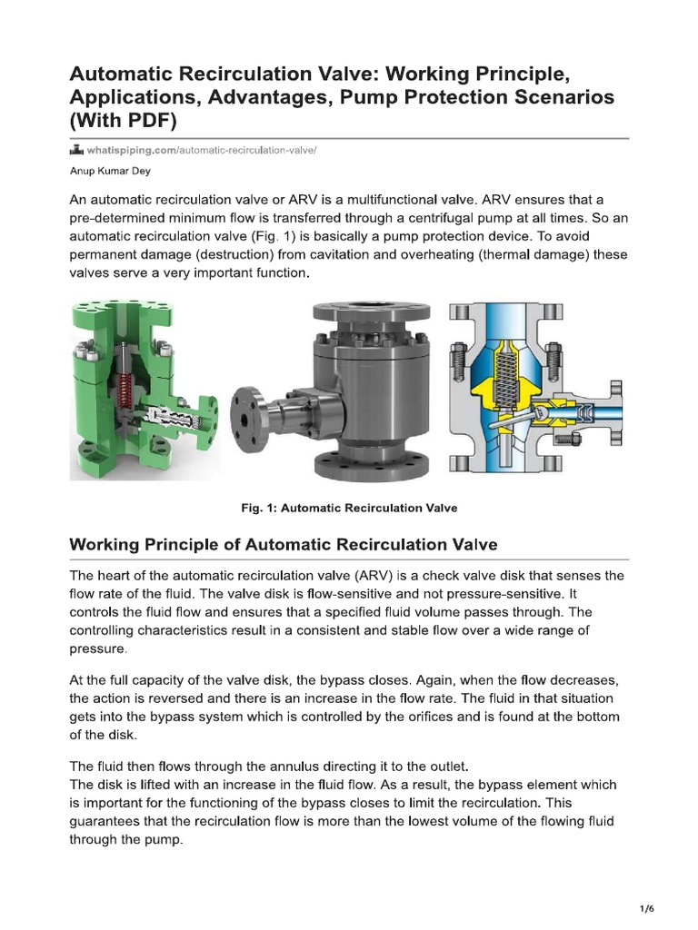 Automatic Recirculation Valve Working Principle 1634005222 PDF
