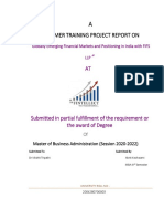 Summer Training Project Report On: Globally Emerging Financial Markets and Positioning in India With FIFS LLP