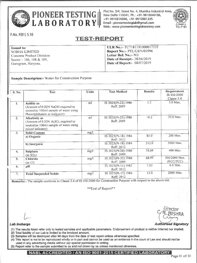 31 Extracted Pioneer NABL Lab Report PDF