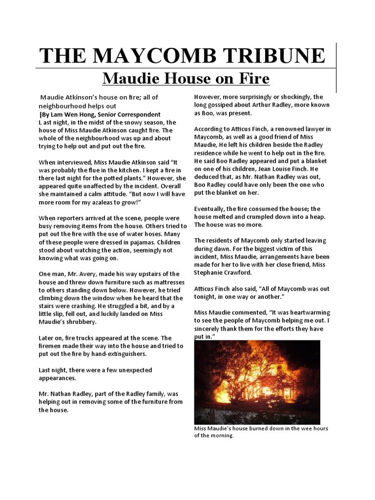 Miss Maudie's House Fire in Maycomb | PDF | To Kill A Mockingbird