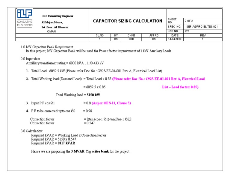 Capacitor Bank Calculation MSM PDF