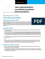 Chapter 16: Data Representation: Answers To Coursebook Questions and To Worksheet Questions