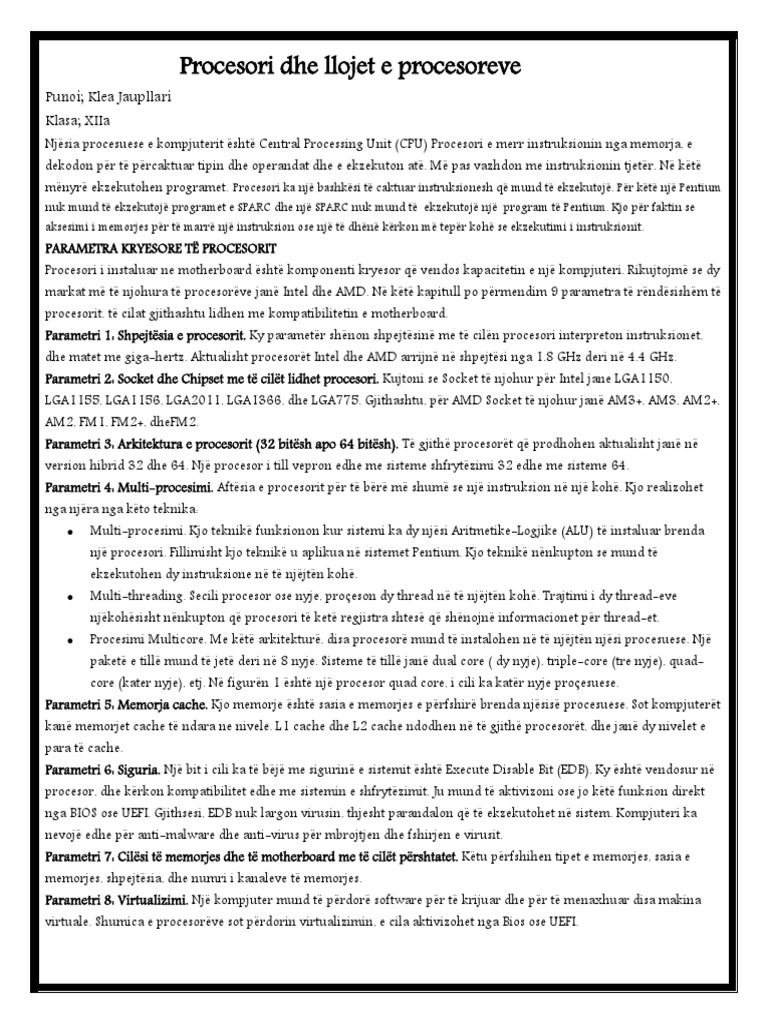 Procesori Dhe Llojet e Procesoreve | PDF