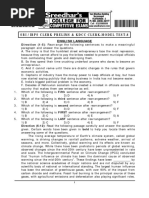 Sbi / Ibps Clerk Prelims & K DCC Clerk - Model Test-8: English Language