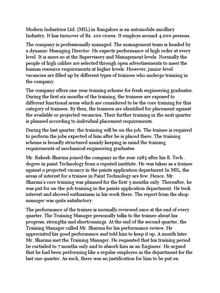 Training and Development Case Study PDF