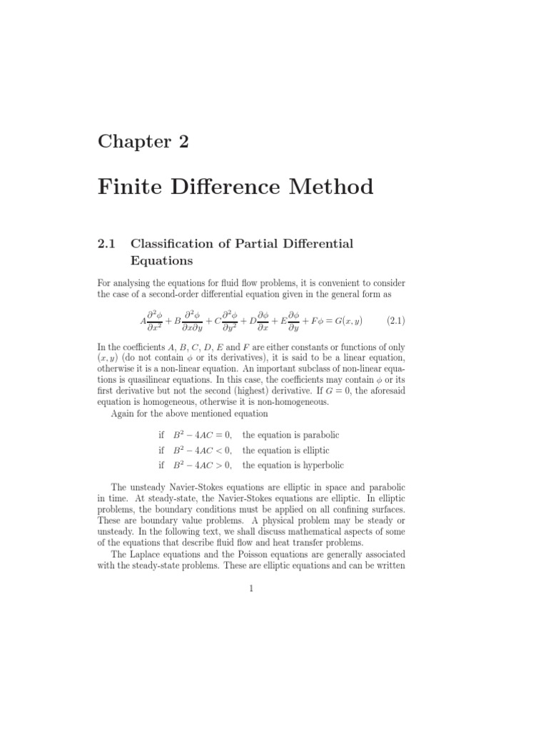 Finite Difference Method: 2.1 Classification of Partial Differential ...