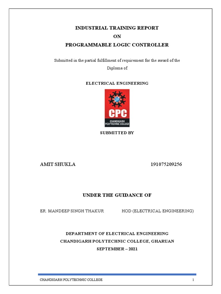 PLC Industrial Training Report | PDF | Programmable Logic Controller ...