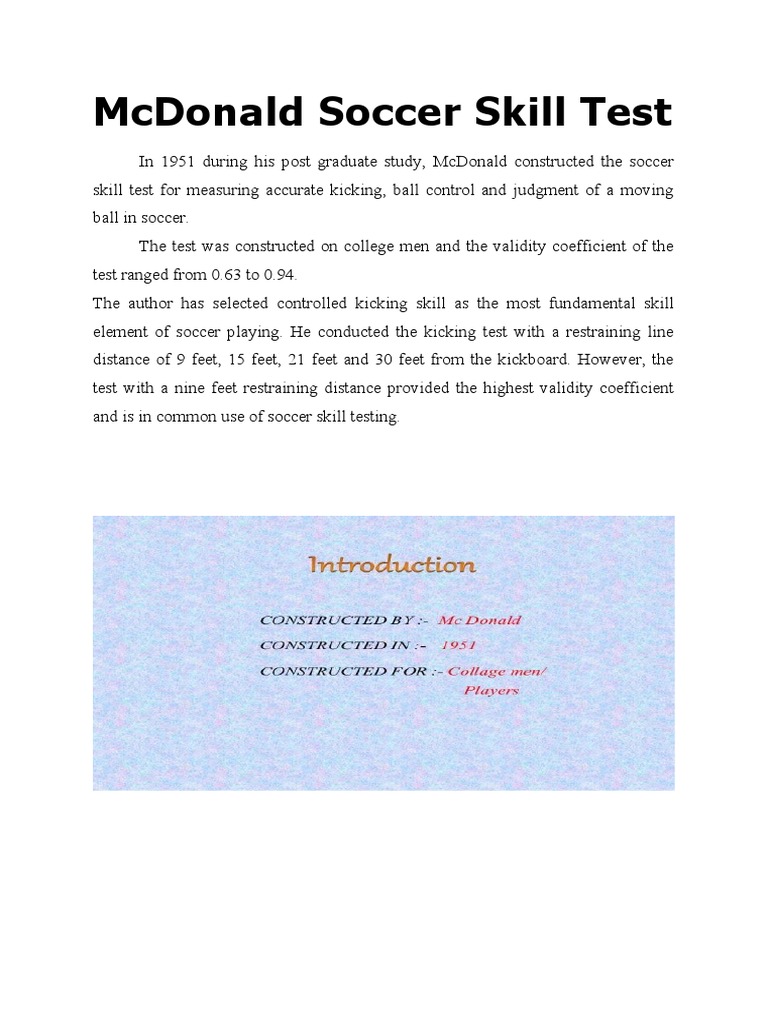 McDonald Soccer Skill Test Overview | PDF