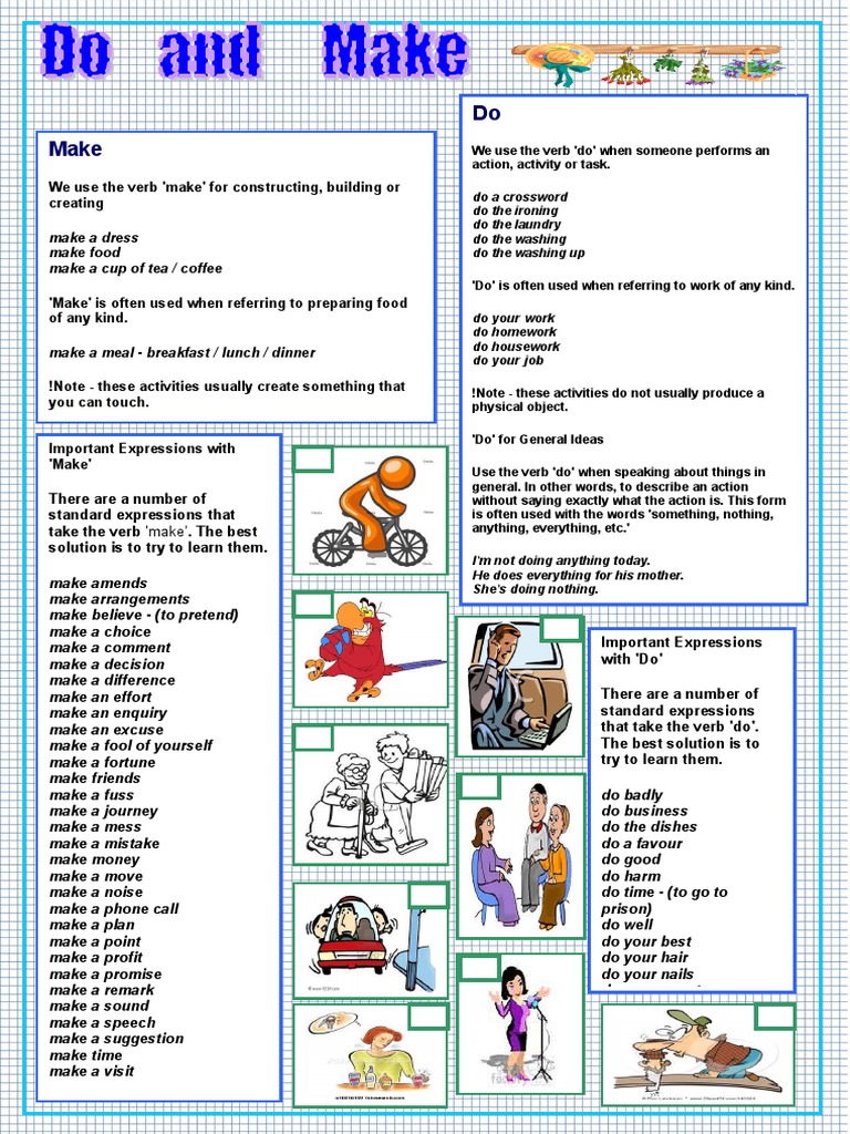 Make Do Do A Crossword Do The Ironing Do The Laundry Do The Washing Do