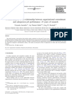 A Meta-Analysis of The Relationship Between Organizational Commitment and Salesperson Job Performance: 25 Years of Research