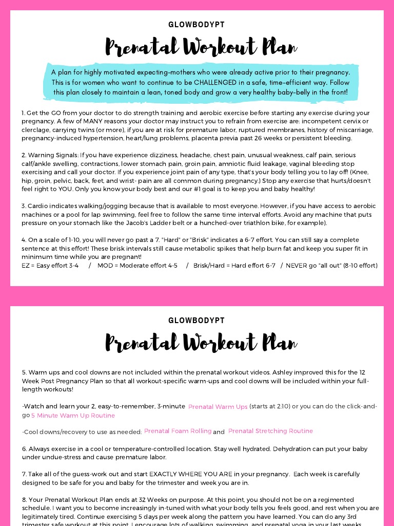 Prenatal Workout Plan for Active Moms | PDF | Childbirth | Pregnancy