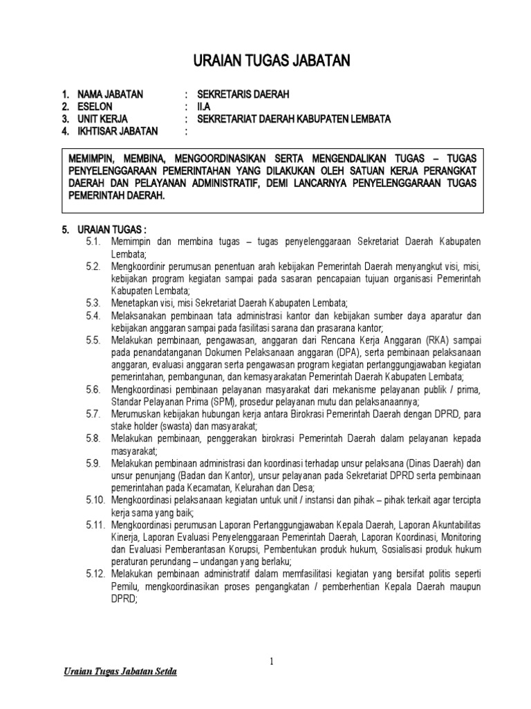 Contoh Kompetensi Jabatan Ikhtisar