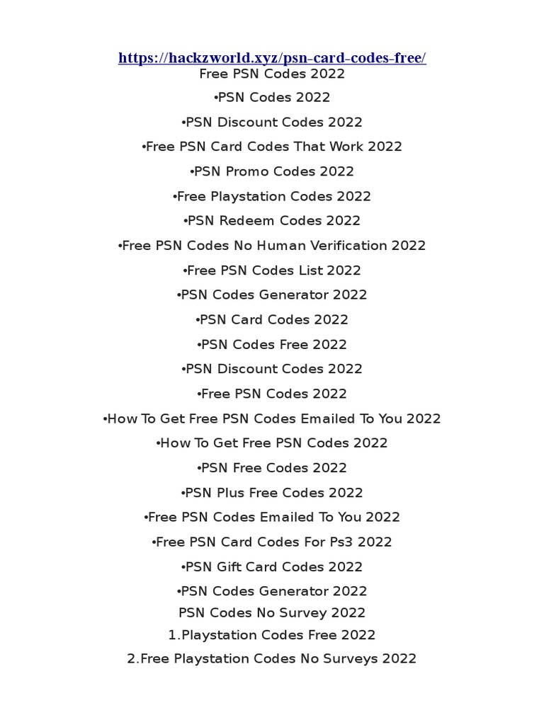 Free PSN Codes and Discounts 2022 | PDF