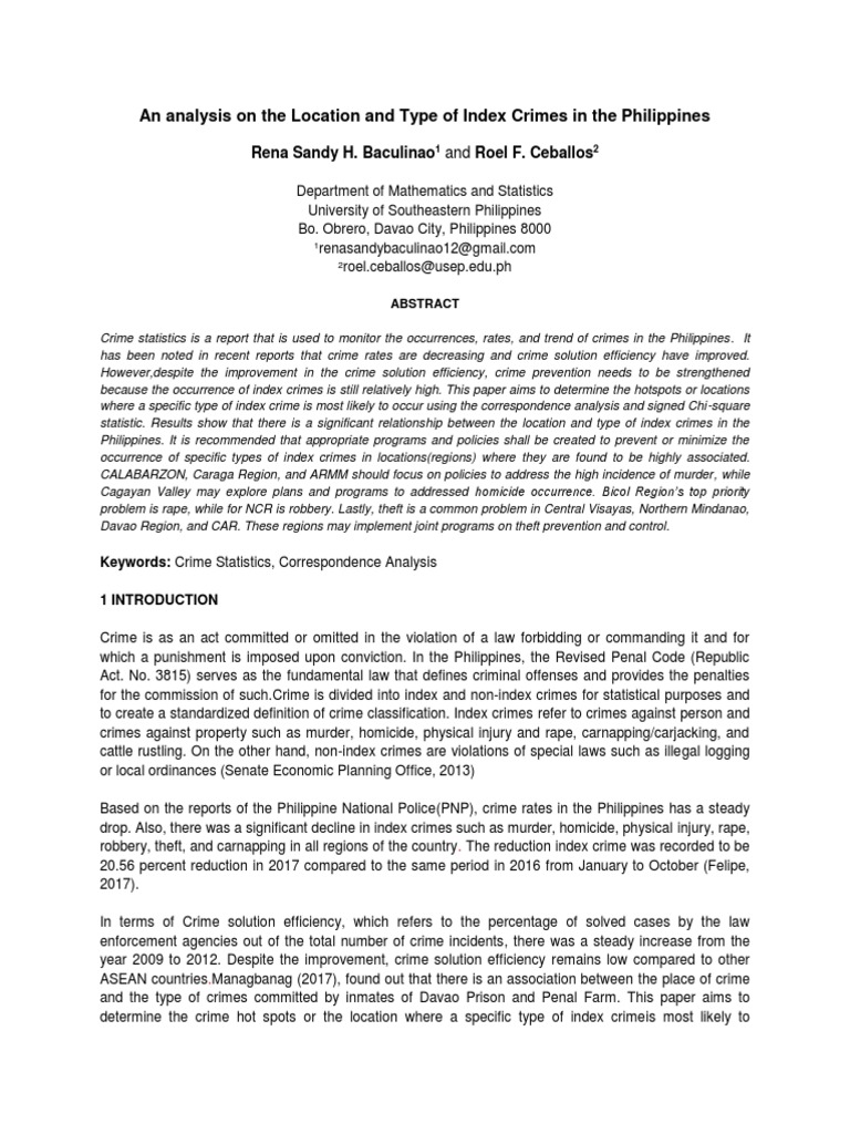 Index Crime Analysis in the Philippines | PDF | Matrix (Mathematics ...