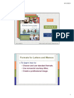 Formats For Letters and Memos Formats For Letters and Memos: To Learn How To