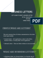Business Letters: Let'S Learn To Draft A Business Letter BY Mrs. Monal Gupta PGT English KVRRC Fatehgarh