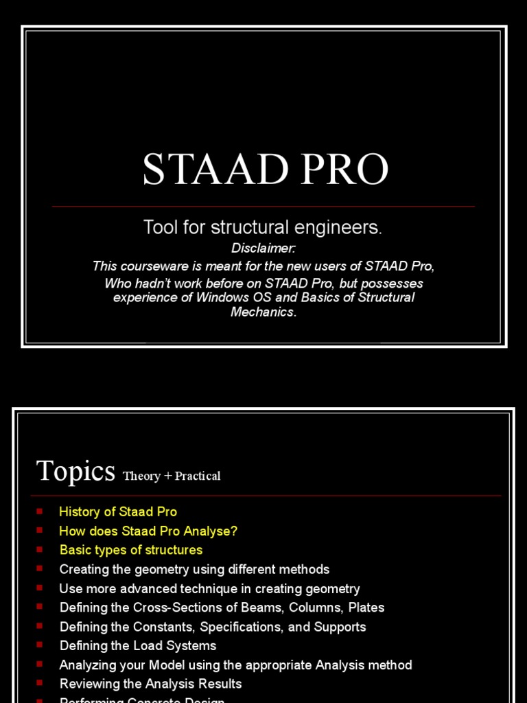 STAAD Pro: A Beginner's Guide | PDF | Structural Engineering ...