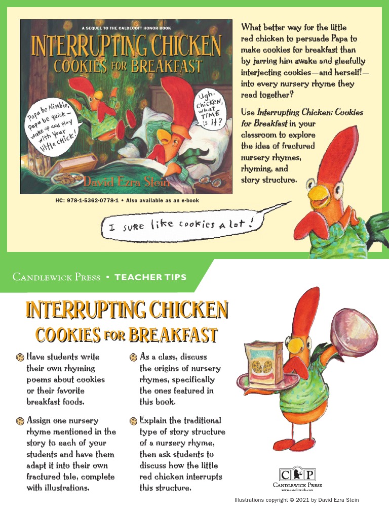 Interrupting Chicken Cookies For Breakfast Teacher Tip Card PDF