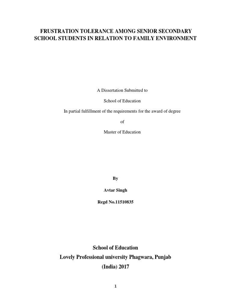 Frustration Tolerance in Students' Families | PDF | Adolescence | Sibling