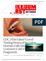 CDC, FDA Faked Covid' Testing Protocol by Using Human Cells Mixed With Common Cold Virus Fragments