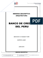 Memoria Descriptiva de Arquitectura BCP Arenales