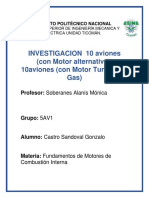 INVESTIGACION  10 aviones (con Motor alternativo), 10aviones (con Motor Turbina de Gas)