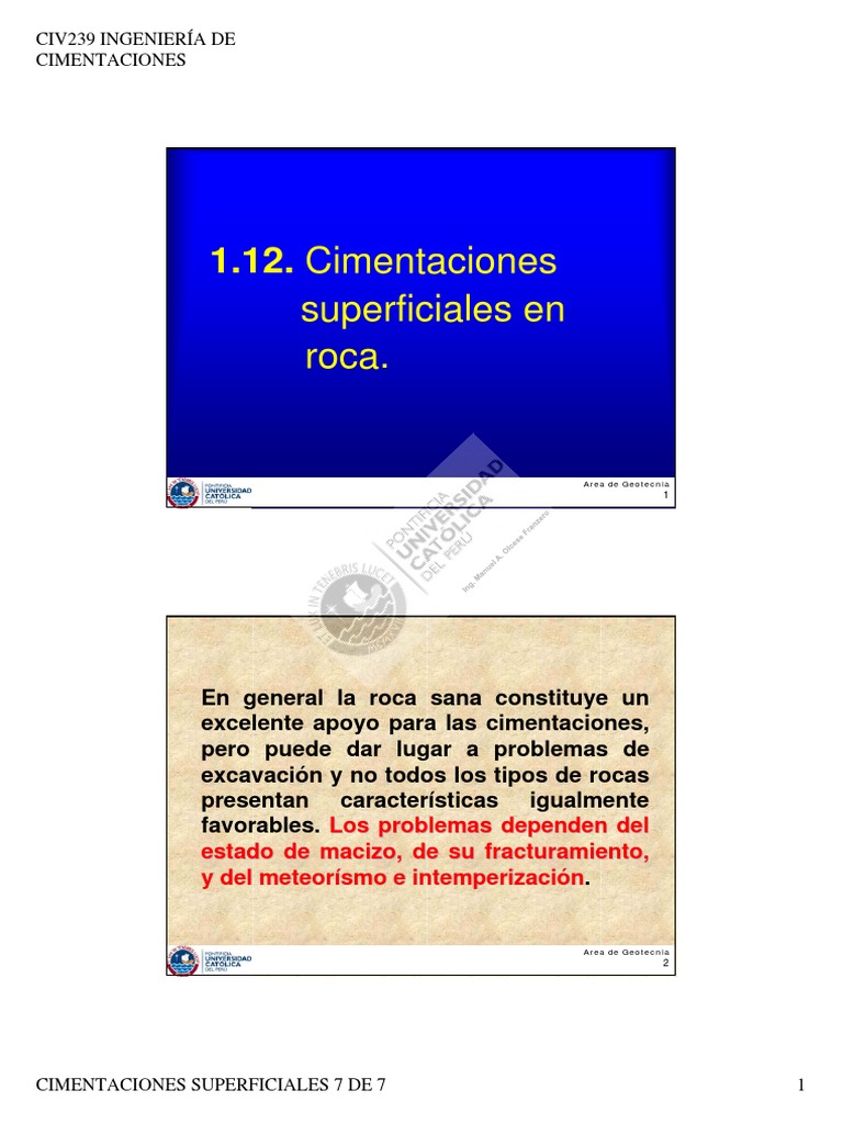 Cimentaciones Superficiales en Roca | PDF | Fundación (Ingeniería ...
