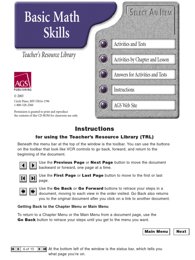 Basic Math Skills: Teacher's Resource Library | PDF | Area | Elementary ...