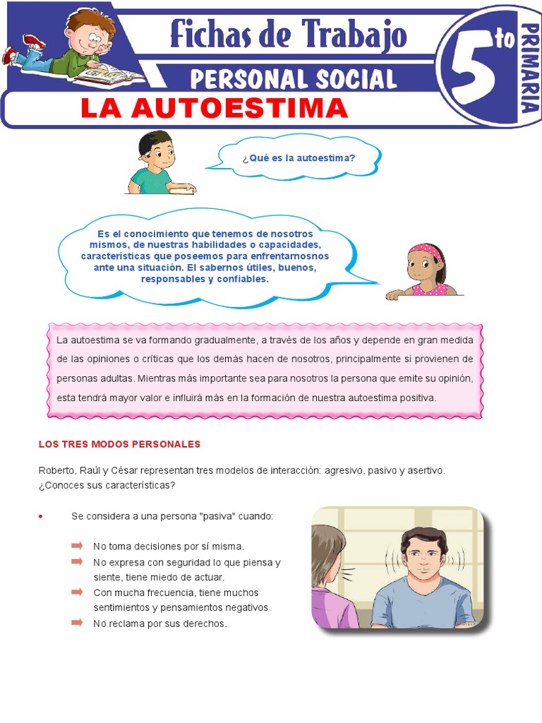 Autoestima en Niños: Conceptos y Actividades | PDF | Autoestima | Cognición